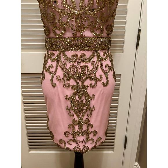 107. Angela & Alison Short Prom Dress in Light Pink - Picture 9 of 16